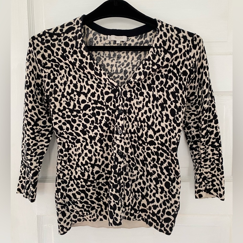 Hobbs London Leopard 3/4 Sleeve Cardigan